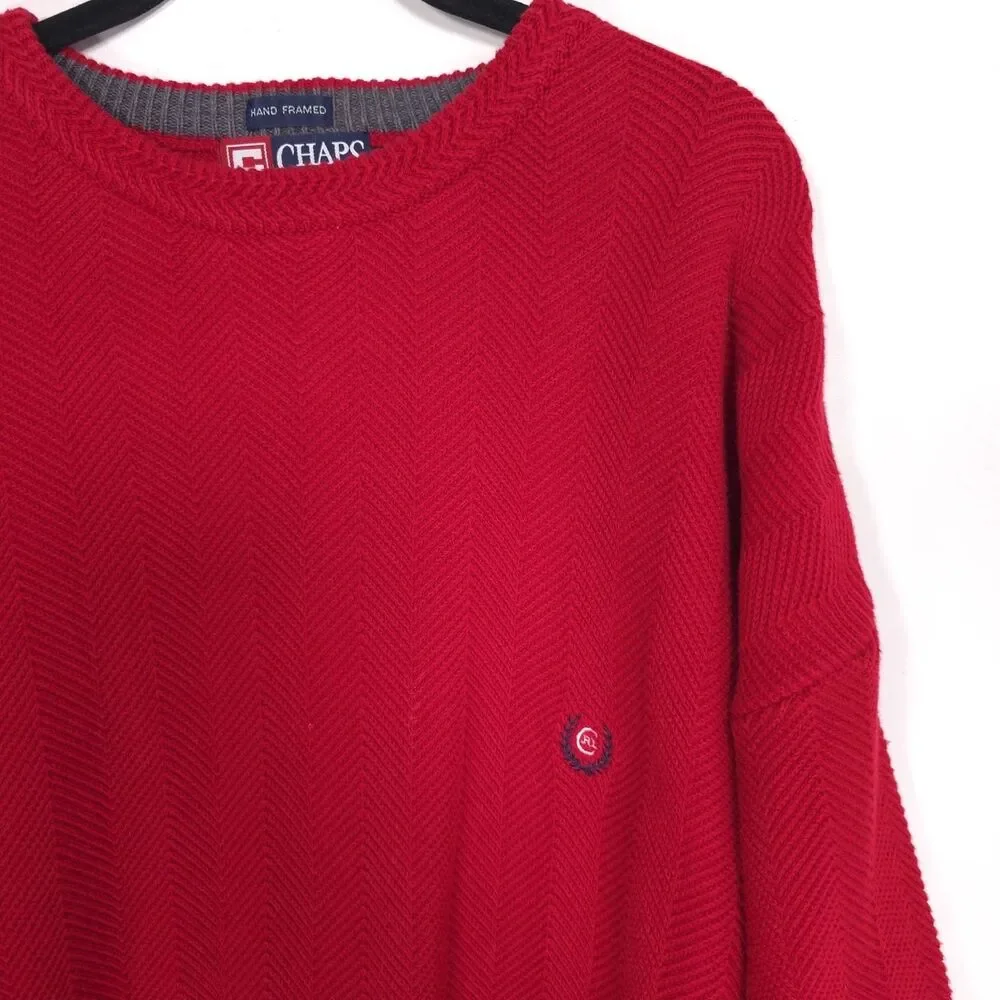 Vintage CHAPS RALPH LAUREN Cotton Chevron Knit Sweater XXL Hand‎ Framed 506210